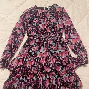 Bar III Floral Long Sleeve Dress - Pink and Purple